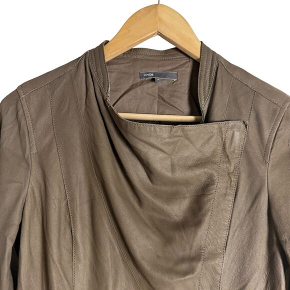 Vince Brown Genuine Leather Biker Moto Asymmetric Jacket Size Medium - Picture 2 of 14